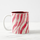 Red White Candy Cane Stripes Christmas ツートーンマグカップ (左)