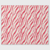 Red White Candy Cane Stripes Christmas ラッピングペーパー (フラット)