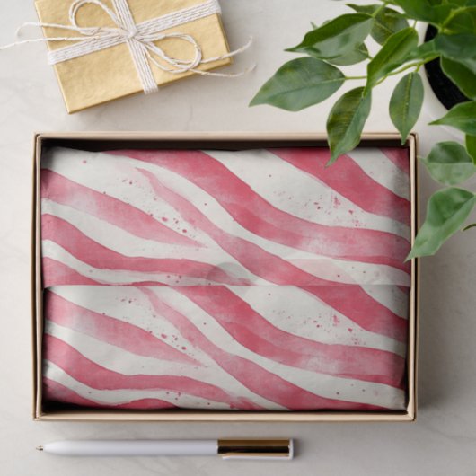 Red White Candy Cane Stripes Christmas 薄葉紙 (ギフト)