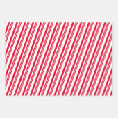 Red & White Candy Cane Stripes & Polka Dots ラッピングペーパーシート (正面)