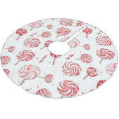 Red White Candy Cane Treats Christmas ブラッシュドポリエステルツリースカート (アングル)
