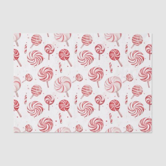 Red White Candy Cane Treats Christmas 薄葉紙 (正面)