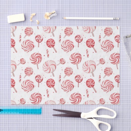 Red White Candy Cane Treats Christmas 薄葉紙 (クラフト)