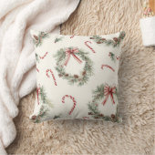 Red White Candy Canes Christmas Wreaths クッション (ブランケット)