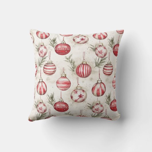 Red White Candy Canes Christmas Wreaths クッション (裏面)