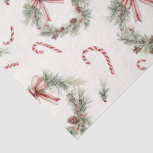 Red White Candy Canes Christmas Wreaths 薄葉紙 (詳細)