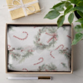 Red White Candy Canes Christmas Wreaths 薄葉紙 (ギフト)