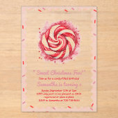 "Red & White Candy Winter Birthday  アクリル招待状 (正面)