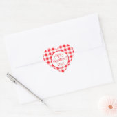 Red White Check Whimsical Valentines Day ハートシール (封筒)