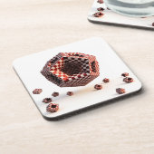 Red & White Checkerboard Geometric Objects コースター (左側)