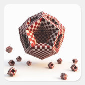 Red & White Checkerboard Geometric Objects スクエアシール (正面)