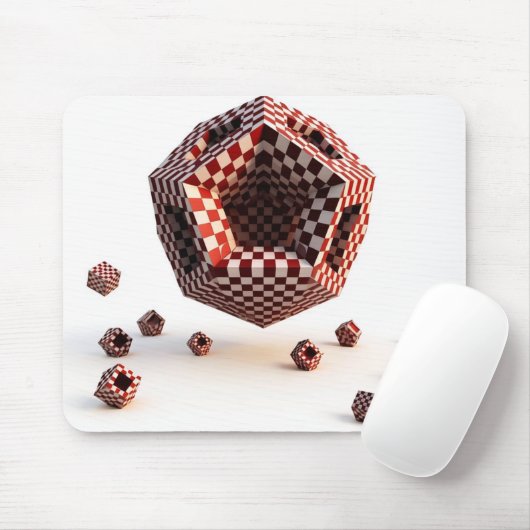 Red & White Checkerboard Geometric Objects マウスパッド (マウス)