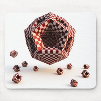 Red & White Checkerboard Geometric Objects マウスパッド