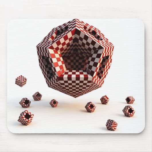 Red & White Checkerboard Geometric Objects マウスパッド (正面)