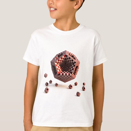 Red & White Checkerboard Geometric Objects Tシャツ (正面)