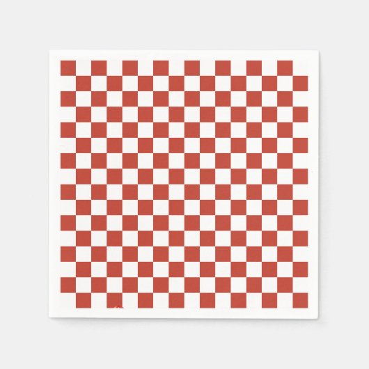 Red& White Checkered Pattern Mid Century Modern スタンダードカクテルナプキン (正面)