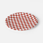 Red& White Checkered Pattern Mid Century Retro ペーパープレート (アングル)