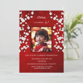 Red White Cherry Blossom | Photo Girl's Birthday 招待状 (スタンド正面)
