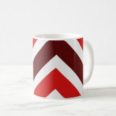 Red White Chevron Geometric Pattern コーヒーマグカップ (正面右)