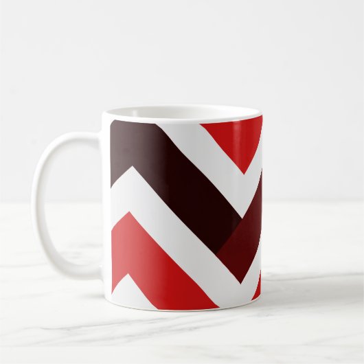 Red White Chevron Geometric Pattern コーヒーマグカップ (左)