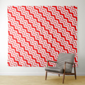 Red White Chevron Zigzag Pattern Design  タペストリー (インサイチュ(横))
