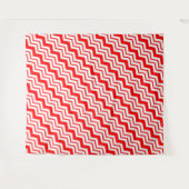 Red White Chevron Zigzag Pattern Design  タペストリー (正面(横))