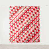Red White Chevron Zigzag Pattern Design  タペストリー (正面)