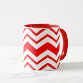 Red White Chevron Zigzag Pattern Design  マグカップ (正面右)