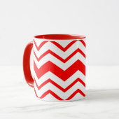 Red White Chevron Zigzag Pattern Design  マグカップ (正面左)
