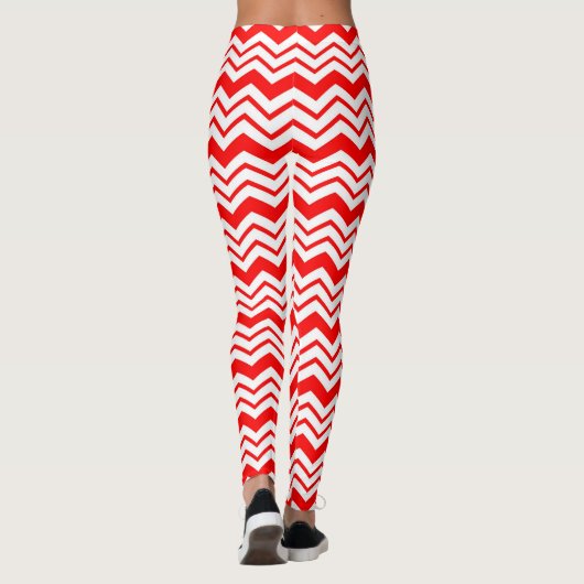Red White Chevron Zigzag Pattern Design  レギンス (裏面)