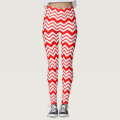Red White Chevron Zigzag Pattern Design  レギンス (正面)