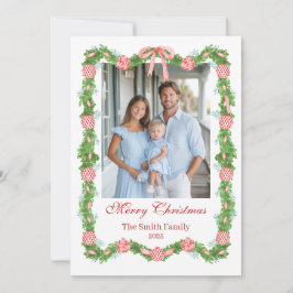 Red & White Chinoiserie Garland Grandmillennial  シーズンカード