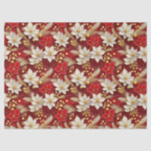 Red White Christmas Floral Pattern#17 ID1009 薄葉紙 (正面)