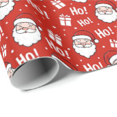 Red & White Christmas Santa Claus Pattern ラッピングペーパー (ロールコーナー)