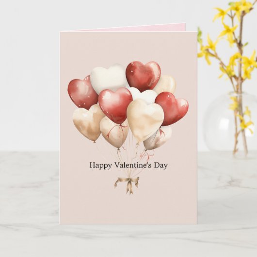 Red White Cream Hearts Love Valentine's Day カード (黄色い花)