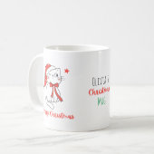 Red & White Cute Cat Custom Name Merry Christmas  コーヒーマグカップ (正面左)