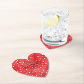Red White Dots Birthday ペーパーコースター (インサイチュ)