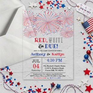 Red, White & Due! 独立記念日のベビーシャワー アクリル招待状
