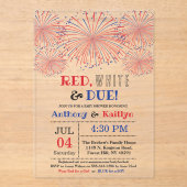 Red, White & Due! 独立記念日のベビーシャワー アクリル招待状 (正面)