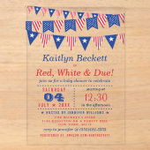 Red, White & Due | 赤ちゃんのハーフバースデー・ベビーシャワー アクリル招待状 (正面)