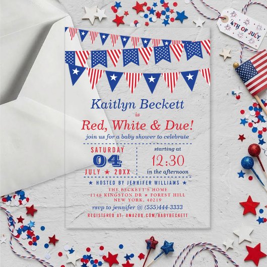Red, White & Due | 赤ちゃんのハーフバースデー・ベビーシャワー アクリル招待状