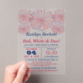Red, White & Due | 赤ちゃんのバースデー・パーティー 7月4日 アクリル招待状 (インサイチュ (ポータブル))