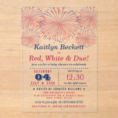 Red, White & Due | 赤ちゃんのバースデー・パーティー 7月4日 アクリル招待状 (正面)