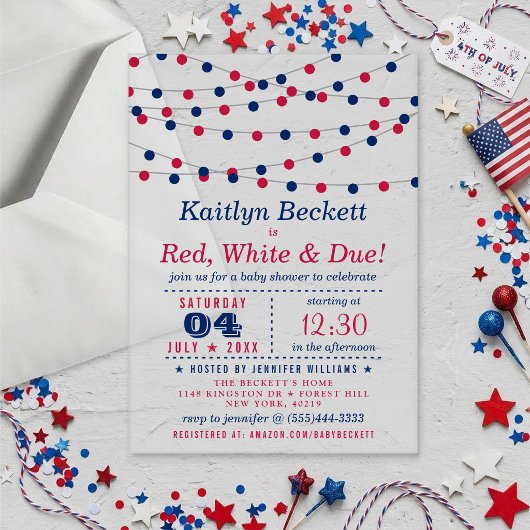 Red, White & Due | 赤ちゃんの独立記念日お披露目会 アクリル招待状