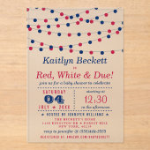 Red, White & Due | 赤ちゃんの独立記念日お披露目会 アクリル招待状 (正面)