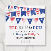 Red, White & Due! 7月4日のベビーシャワー フェイバータグ (正面)