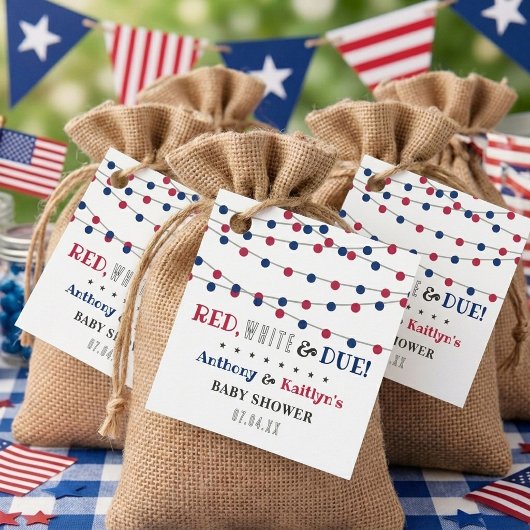Red, White & Due! 7月4日のベビーシャワー フェイバータグ