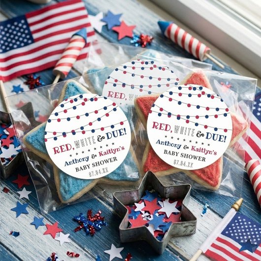 Red, White & Due! 7月4日のベビーシャワー ラウンドシール