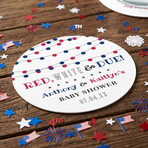 Red, White & Due! 7月4日のベビーシャワー ラウンドペーパーコースター