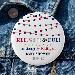 Red, White & Due! 7月4日のベビーシャワー 缶バッジ